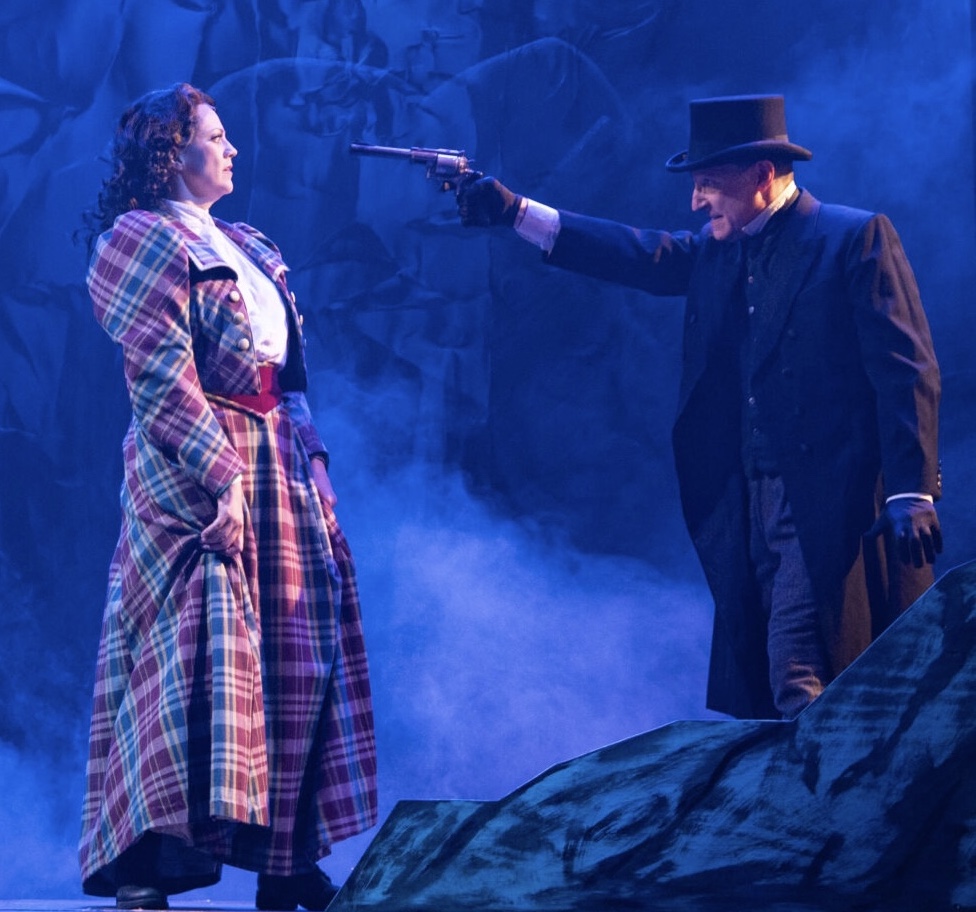 As Moriarty, with Mallory Hawks as Irene Adler, in KEN LUDWIG'S MORIARTY: A NEW SHERLOCK HOLMES ADVENTURE at Arrow Rock Lyceum Theatre. Photo by Ryan J. Zirngibl.