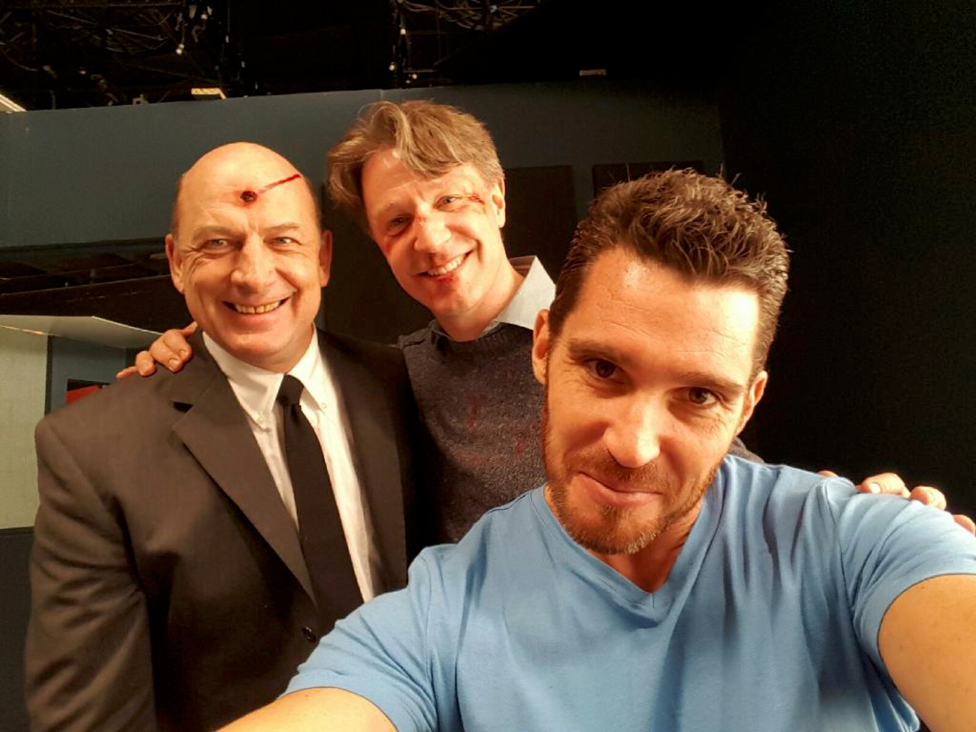 On the set of INTERROGATION with Gys de Villiers and Dave Anthony Buglione.