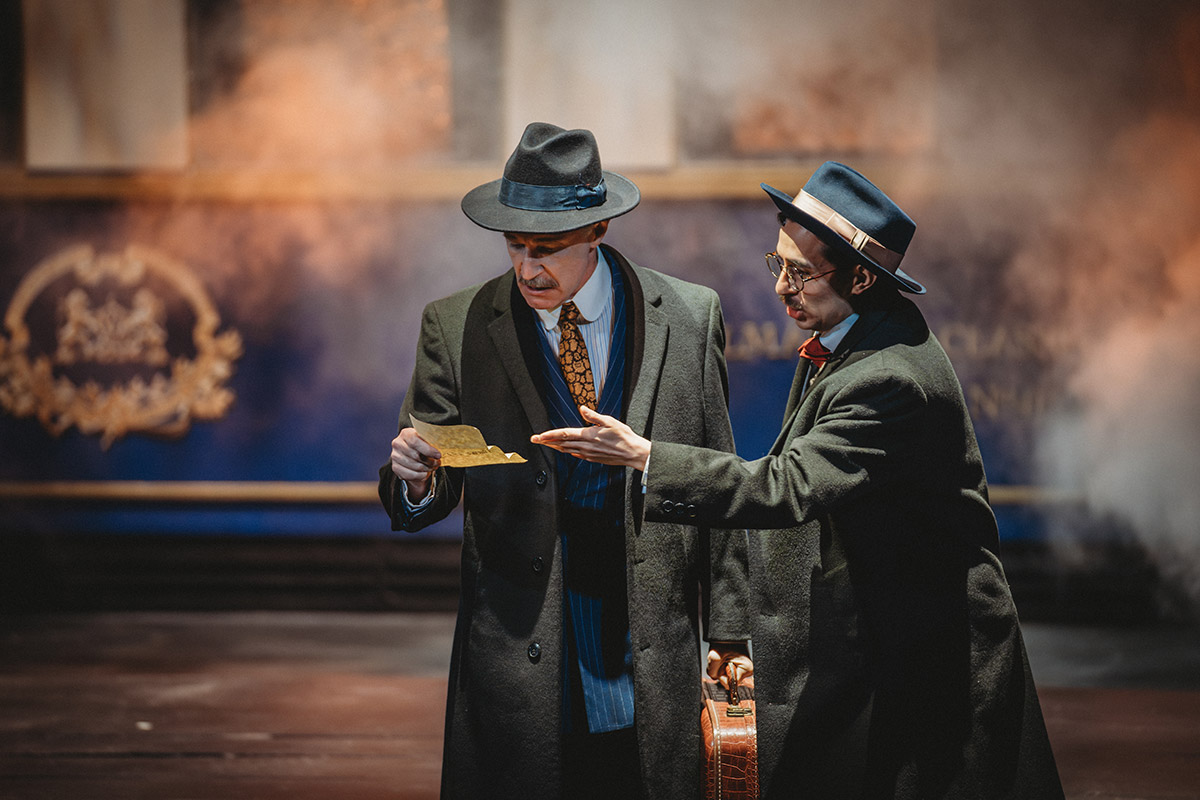 As Samuel Ratchett with Gustavo Marquez as Hector MacQueen in Alabama Shakespeare Festival's MURDER ON THE ORIENT EXPRESS. Photo by Aubrie Moates.
