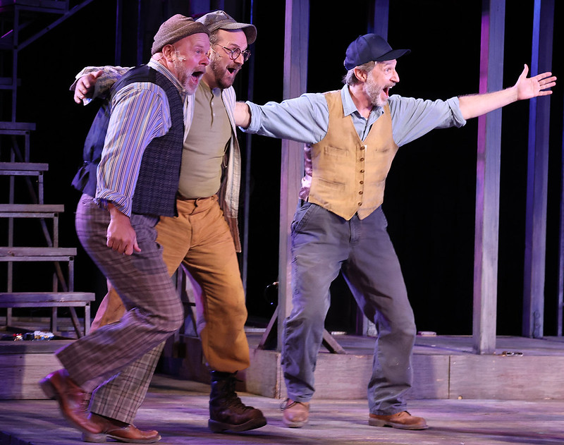 As Tom Snout with Mike Ryan as Nick Bottom and Tyler Nye as Snug in Santa Cruz Shakespeare's A MIDSUMMER NIGHT'S DREAM. Photo by Shmuel Thaler.
