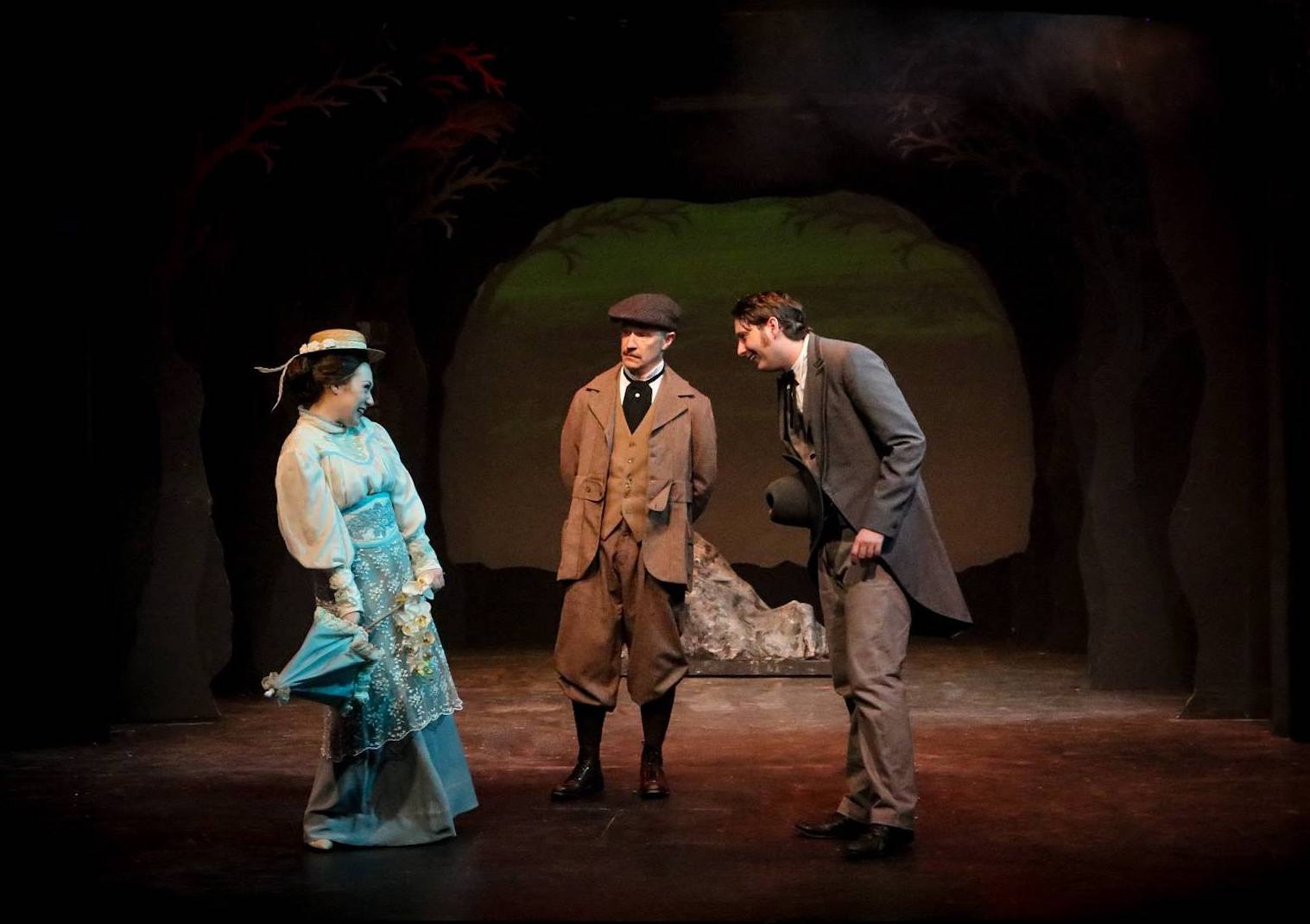 As Dr. Watson, with Mia Marie Mekjian as Miss Stapleton and Toby Tropper as Sir Henry Baskerville in KEN LUDWIG'S BASKERVILLE: A SHERLOCK HOLMES MYSTERY at Sierra Repertory Theatre. Photo by Jerry Lee.